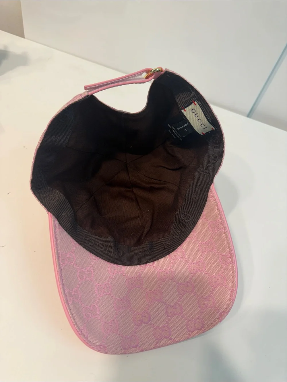 Used Pink GG monogram ball cap Gucci hat